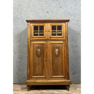 Louis XVI Style Library Cabinet In Solid Walnut 