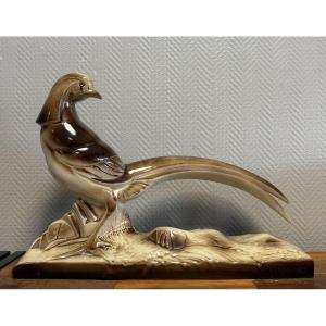 Charles Lemanceau: Art Deco Ceramic Pheasant 
