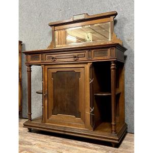 Louis XVI Style Sideboard In Oak And Mahogany Decorated With A Plaque Of Cupids