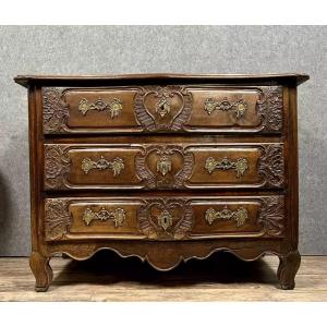 Commode Lyonnaise Galbée époque Louis XV En Noyer 