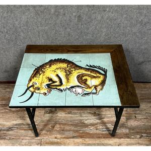 Vintage Ceramic Bull Coffee Table Circa 1960  