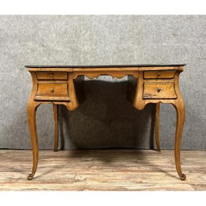 Louis XV Period Curved Desk In Walnut Stamped Hache
