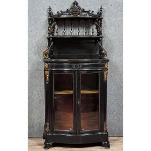 Curved "boulle" Display Case From The Napoleon III Period In Blackened And Gilded Wood 