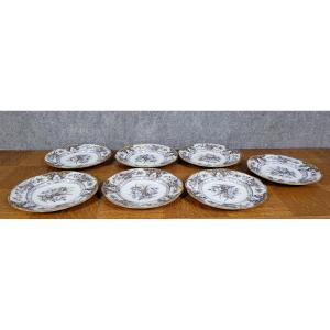 Set Of 6 Plates Plus 1 In English Porcelain 