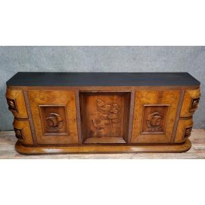 Pier Luigi Colli : enfilade époque Art déco en loupe et bois sculpté