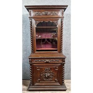 Louis XIII Style Hunting Lodge Display Cabinet In Oak 