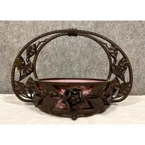 Coupe centre de table en pâte de verre époque art nouveau vers 1900