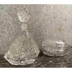 Deux pièces en cristal ciselé Style Art Déco art déco époque XXeme 