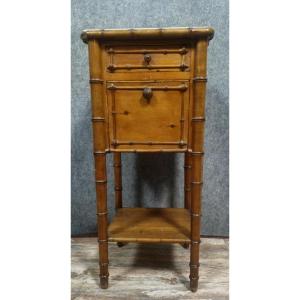 Table de chevet en bambou et bois clair époque Napoléon III