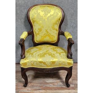 Fauteuil style Louis XV en acajou (c)