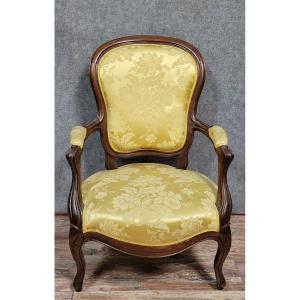 Fauteuil style Louis XV en acajou 