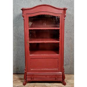 Bibliothéque ou vitrine époque Bieidermeier laquée terra cotta 