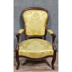 Fauteuil style Louis XV en acajou 