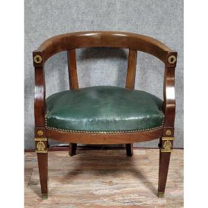 Fauteuil de bureau époque Empire en acajou et bronzes dorés vers 1820