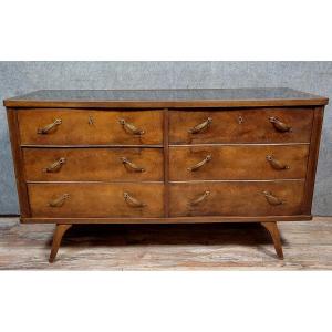 D'après Paolo Buffa : Commode Italienne époque Art Déco à 6 tiroirs en acajou  