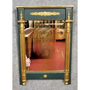 Miroir Style Empire en bois laqué et doré 