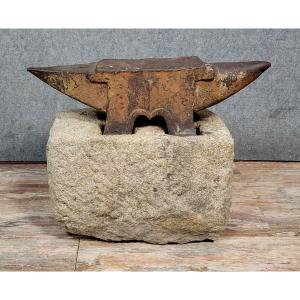 Very Large Blacksmith's Anvil And Its Stone, 18th Century 