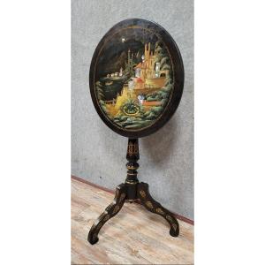 Guéridon époque Napoléon III en laque noir