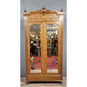 Louis XVI Style Mirrored Wardrobe In Walnut