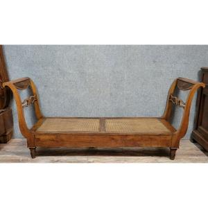Recamier Or Consulate Period Chaise Longue In Solid Cherry Wood 