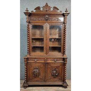 Renaissance Style Hunting Lodge Sideboard-library In Solid Oak 