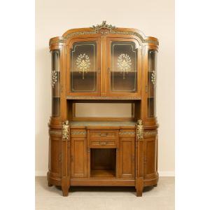 Très Rare buffet bibliothéque aux Putti style Empire de forme demie lune en acajou 