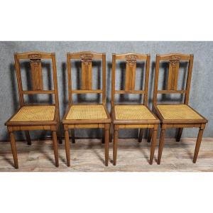 Série de 4 chaises époque Art Déco en chene 