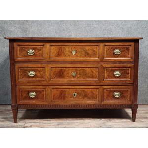 Antique Louis XVI Period Commode, In Fine Marquetry And Burl Wood