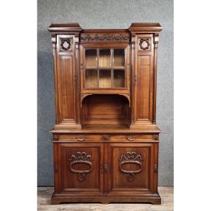 A Two-part Louis XVI Style Buffet In Solid Walnut, Richly Carved 