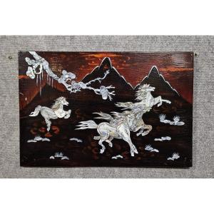 Asia, 20th Century – Decorative Panel With Mother-of-pearl Inlay