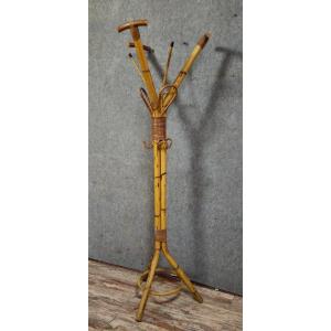 Antique Coat Rack Made Of Bamboo And Rattan, A Work Of Art From The Late 19th – Early 20th Century.