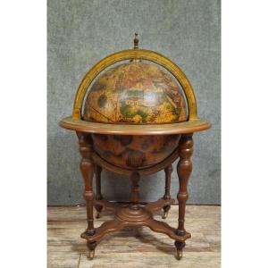 World Map / Globe On A Stand, Decorative Piece Inspired By Antiquity