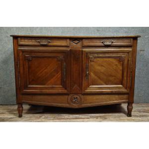 Buffet bas ép. Louis XV en bois massif, XVIIIᵉ siècle (travail provincial)