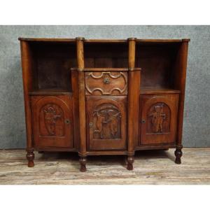 Antique Carved Solid Wood Buffet – Decorated With Cherubs – 19th Century