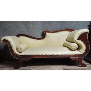 Recamier - Antique Empire-style Chaise Longue/daybed - Charles X - 19th Century