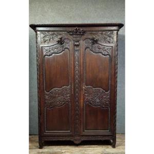 armoire Normande de mariage en chêne sculpté – époque Louis XV