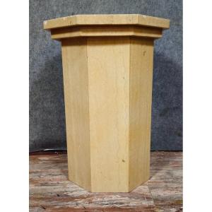 Travertine Pedestal Column, Dating From 1950-1970, Hexagonal In Shape, Ideal For Sculpture 