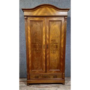 Antique Bieidermeier Style Walnut Wardrobe – Gendarme's Hat Pediment