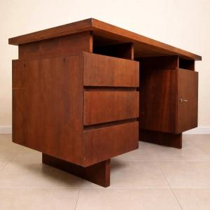 Scandinavian Teak Desk With Drawers, Circa 1960-1970