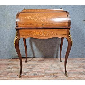 Louis XV Style Cylinder Desk, Elegant And Very Decorative