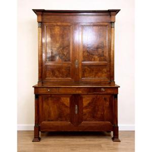 Empire Period Two-part Buffet In Walnut And Burr Wood, Circa 1810