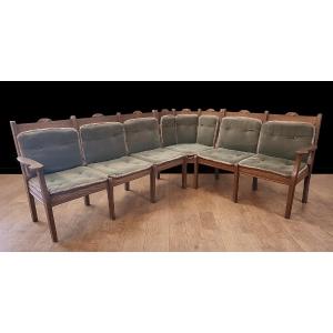 Solid Oak (scandinavian) Modular Corner Lounge Circa 1950-1960.