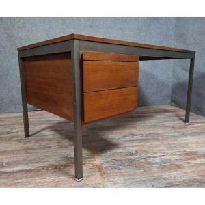 Vintage Modernist Desk Model "président" Designed By Georges Frydman For Efa, French Work From