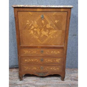 Louis XV Style Inlaid Rosewood Secretary With Flap.