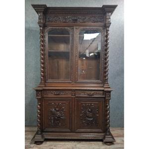 Buffet de pavillon de chasse de style Henri II en chêne sculpté, fin XIXe siècle