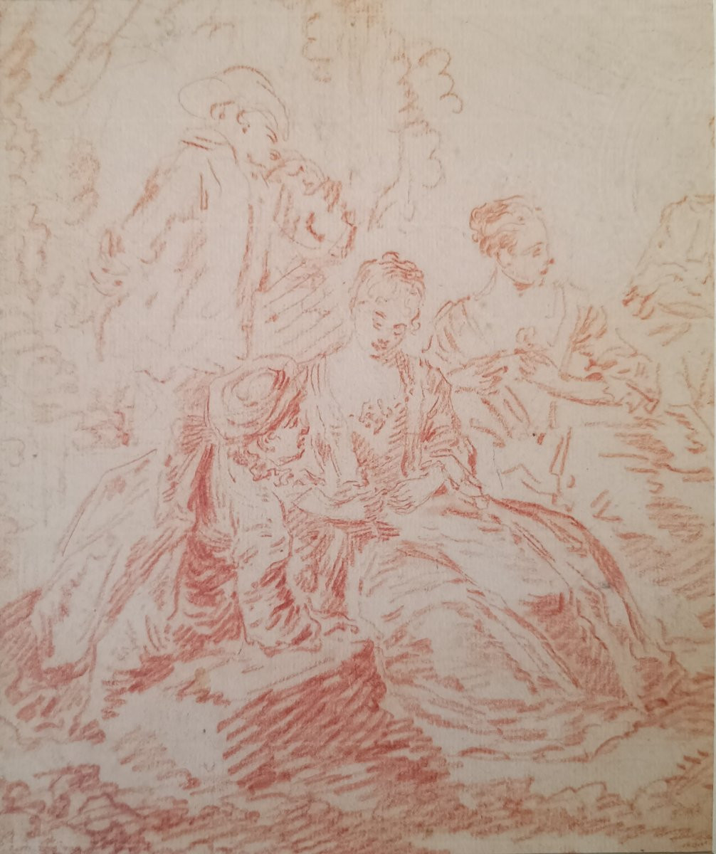 Ecole française du XVIIIe siècle, suiveur d’Antoine Watteau - Les plaisirs champêtres-photo-2
