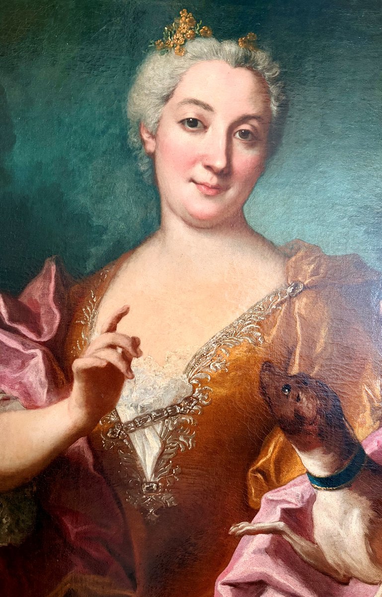 Northern Italian School, 18th Century - Portrait Of A Woman With Her Dog-photo-2