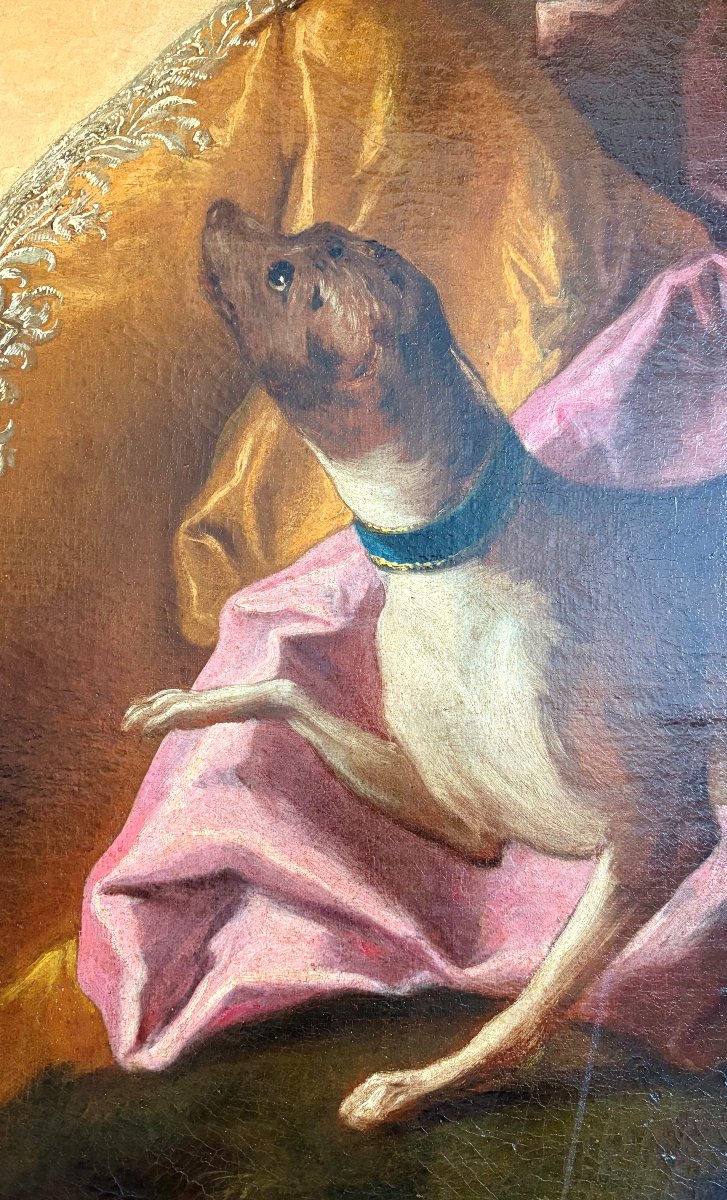 Northern Italian School, 18th Century - Portrait Of A Woman With Her Dog-photo-3