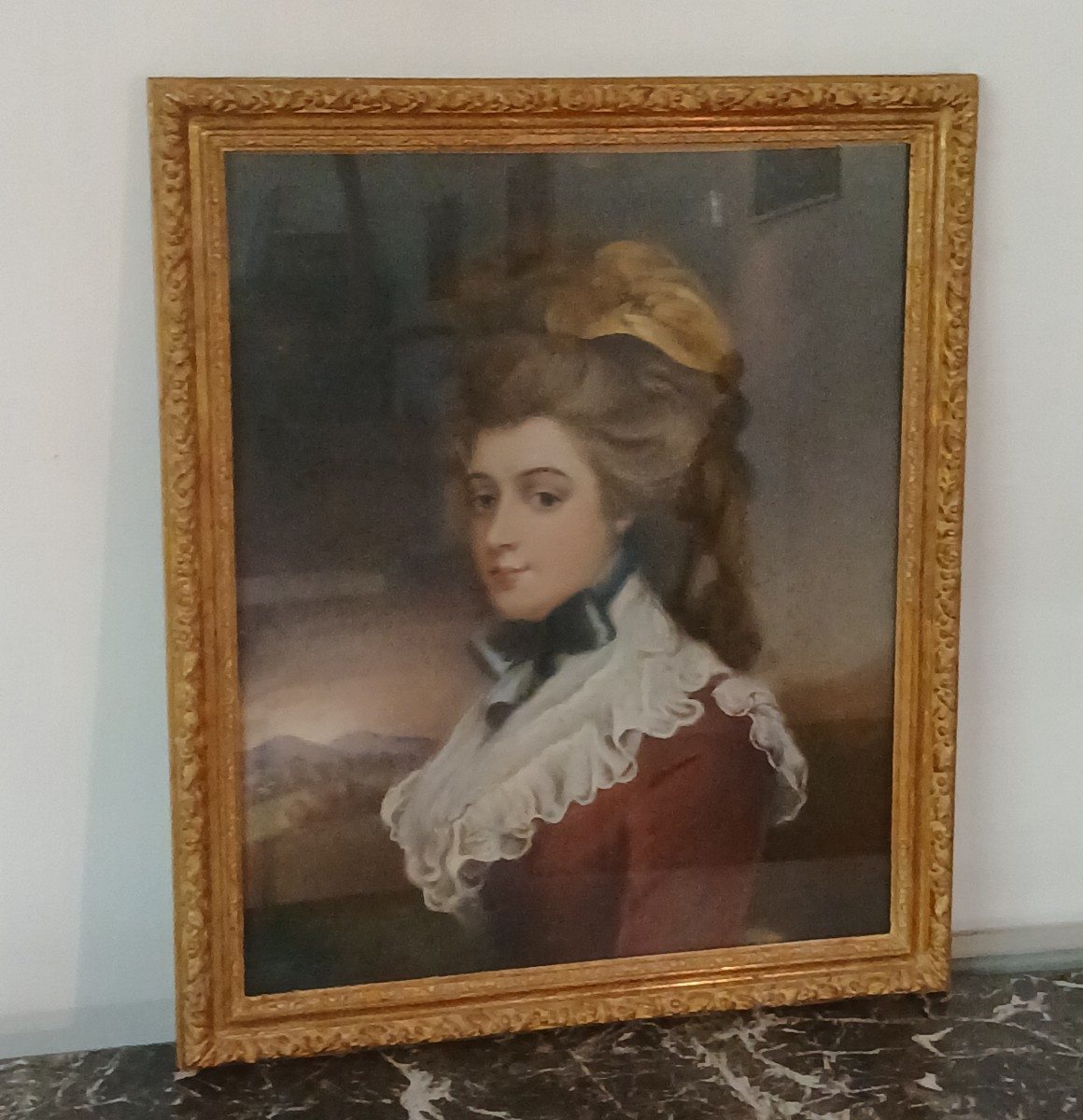  Pastel sous verre, portrait de femme- dans le goût XVIIIe (D'après Gainsborough) 