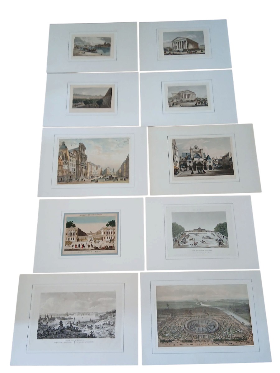10 Engravings Of Paris And Its Surrounding Areas, 18th And 19th Centuries 